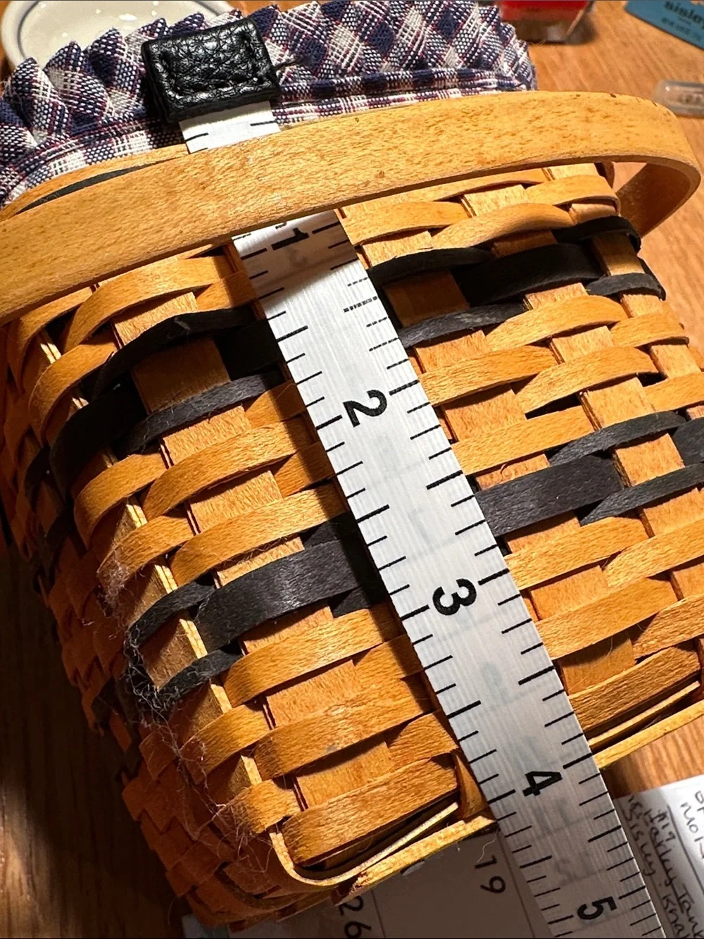 Longaberger Basket with Blue Plaid Liner 25th Anniversary Mini 2 Pie Basket